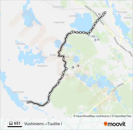 651 Bus Line Map