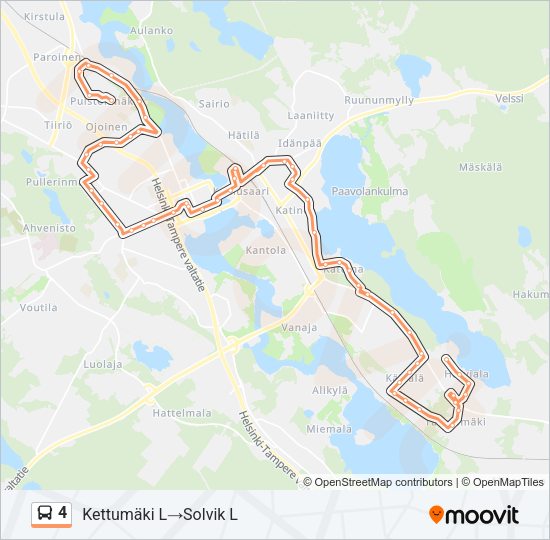 4 bussi -linjakartta
