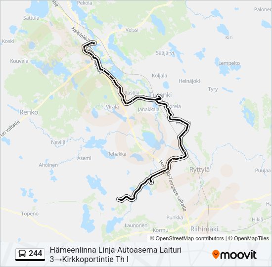244 bussi -linjakartta