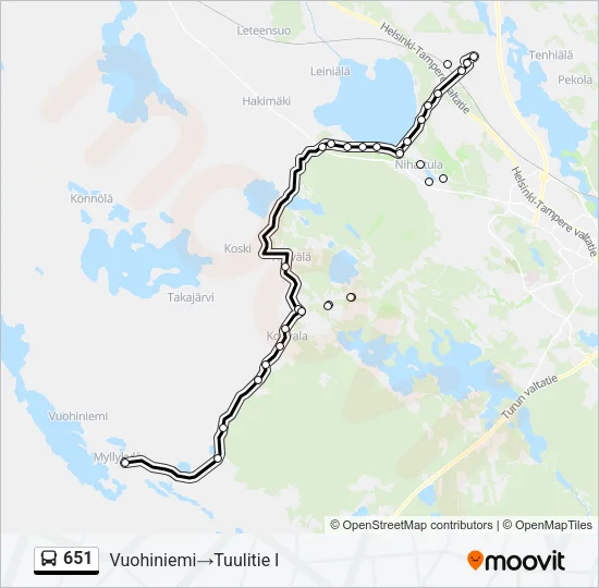 651 Bus Line Map