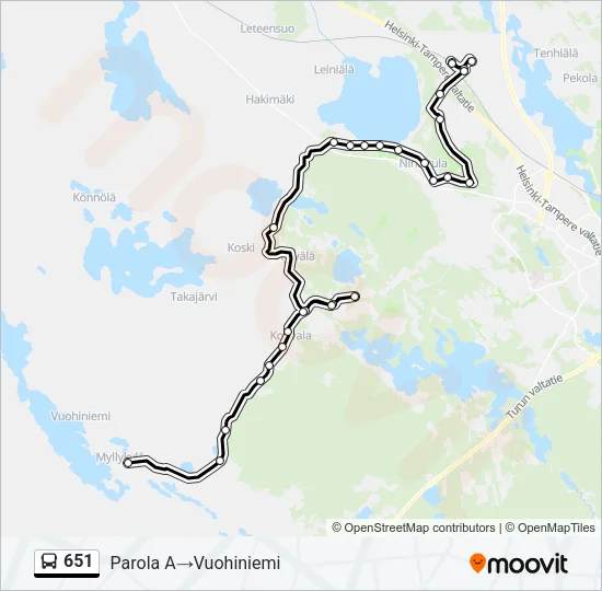 651 Bus Line Map