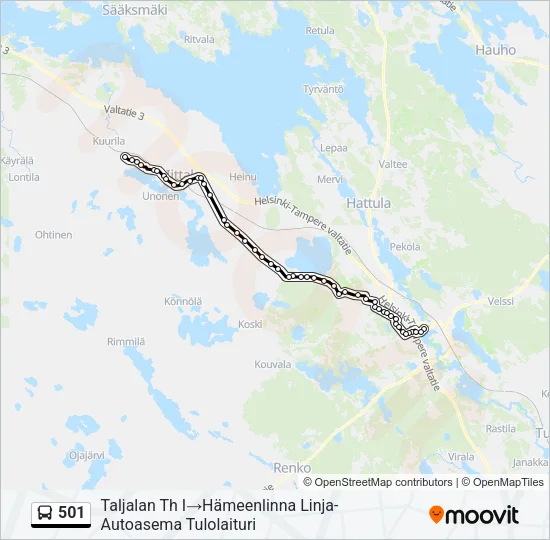 501 Bus Line Map