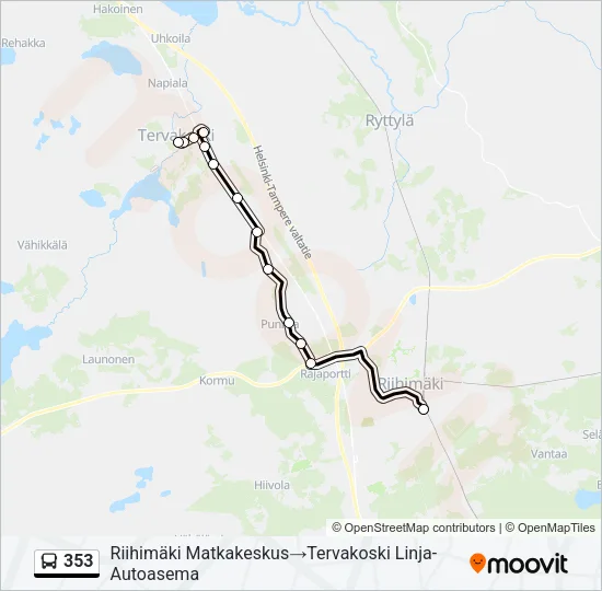 353 Bus Line Map