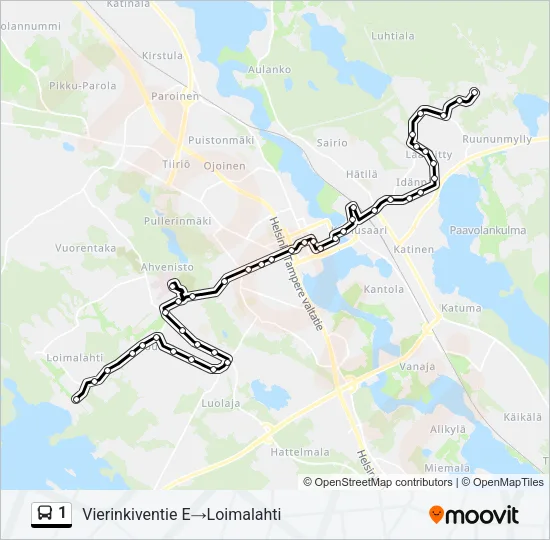 1 Bus Line Map