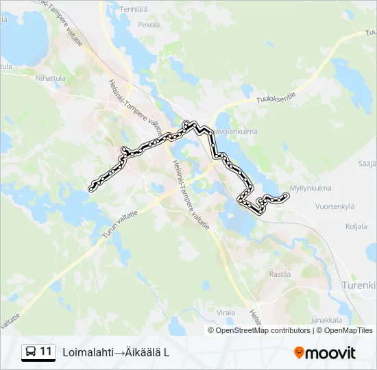 11 Bus Line Map