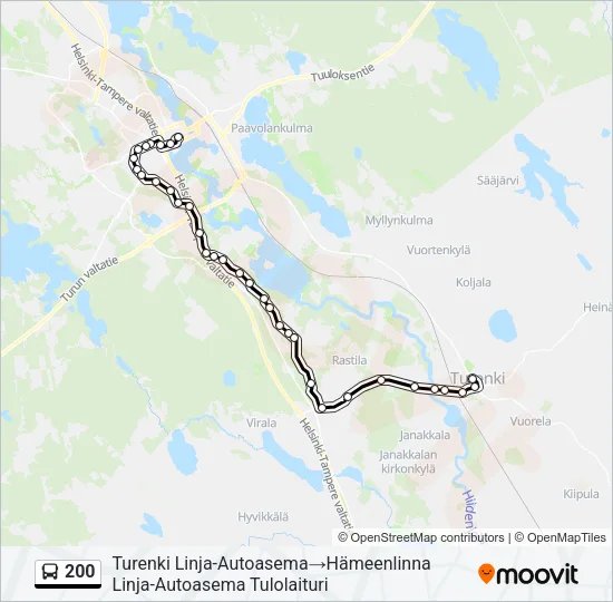 200 Bus Line Map