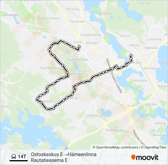 14T Bus Line Map