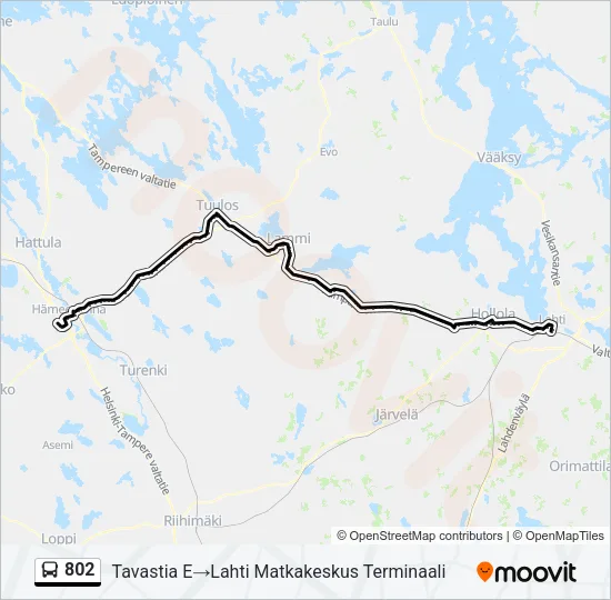 802 Bus Line Map