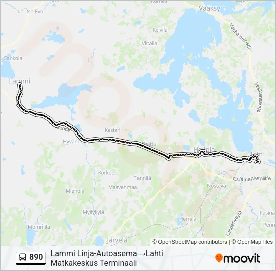 890 Bus Line Map