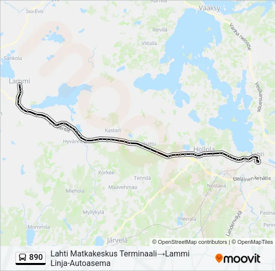 890 Bus Line Map