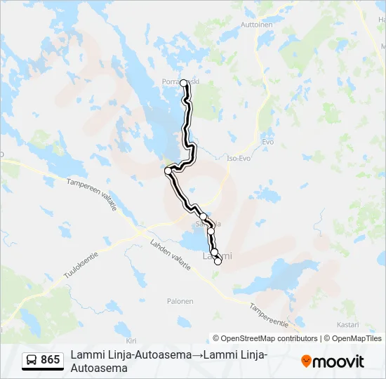 865 Bus Line Map
