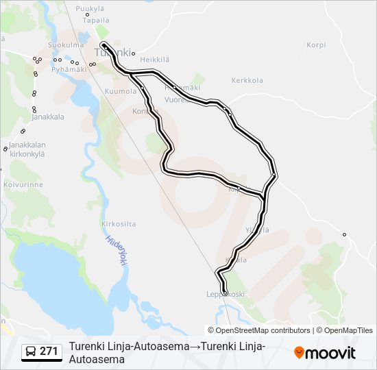 271 bussi -linjakartta