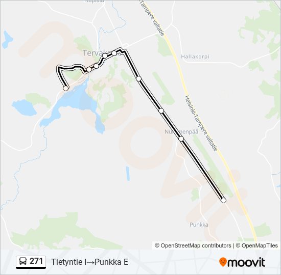 271 bussi -linjakartta