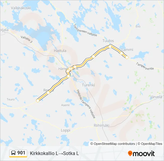 901 Bus Line Map