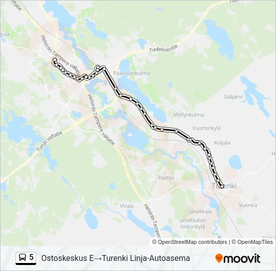 5 Bus Line Map