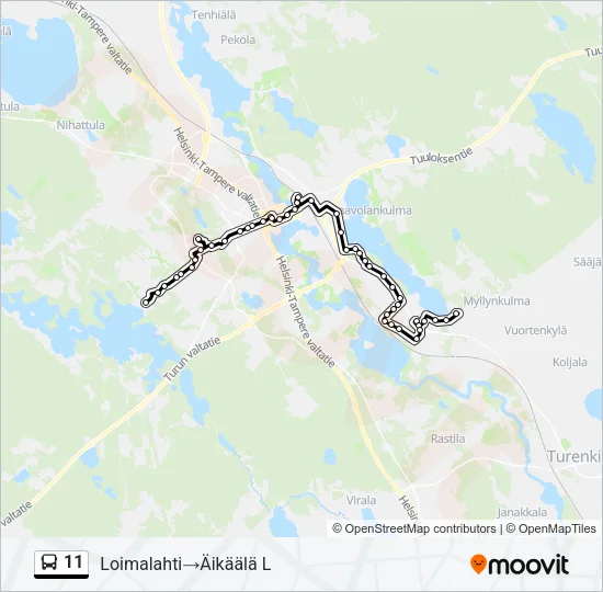 11 Bus Line Map