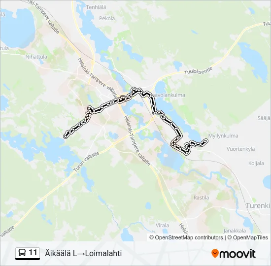11 Bus Line Map