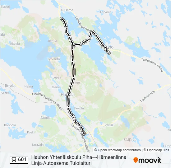 601 Bus Line Map