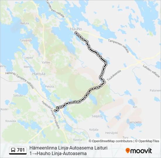 701 Bus Line Map