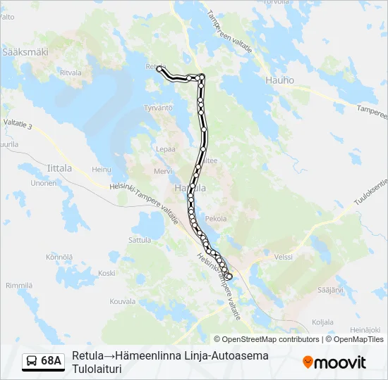 68A Bus Line Map