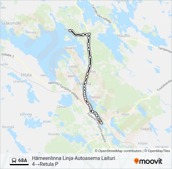 68A Bus Line Map