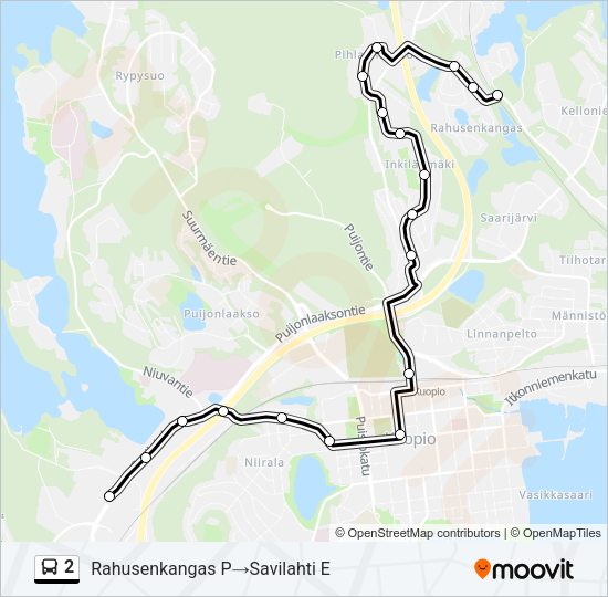 2 bussi -linjakartta