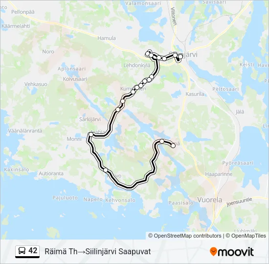 42 bussi -linjakartta
