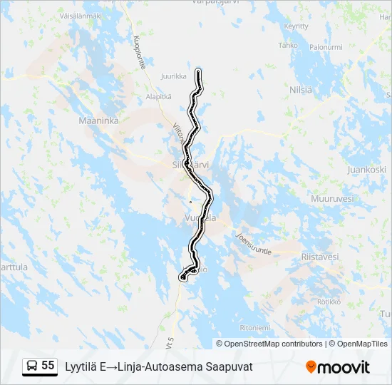 55 Bus Line Map