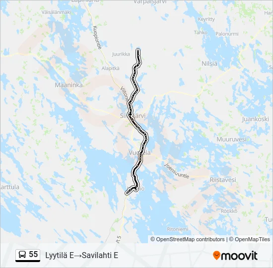 55 Bus Line Map