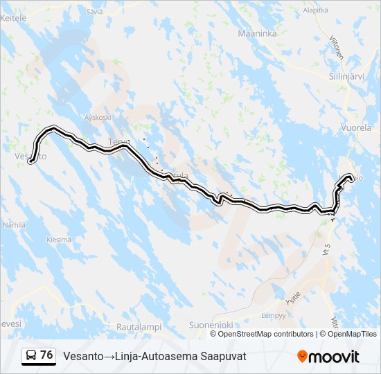 76 bussi -linjakartta
