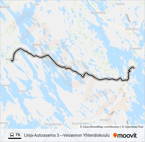 76 bussi -linjakartta