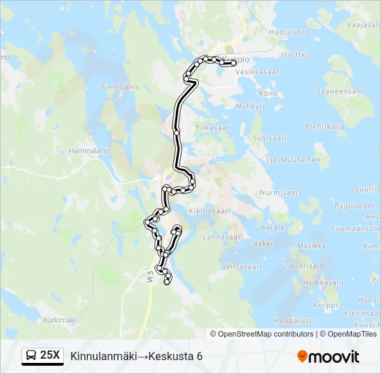 25X Bus Line Map
