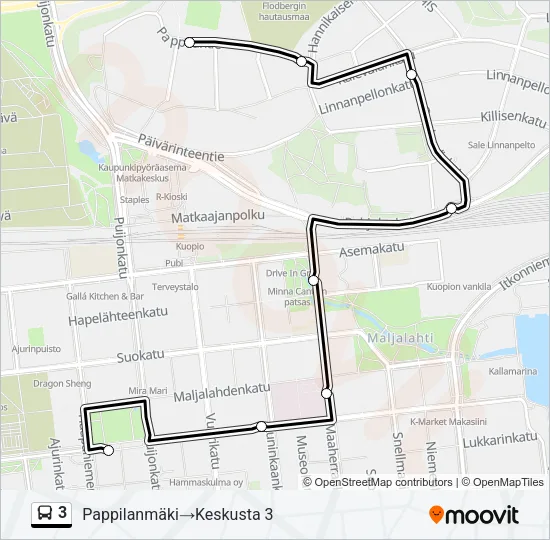 3 Bus Line Map