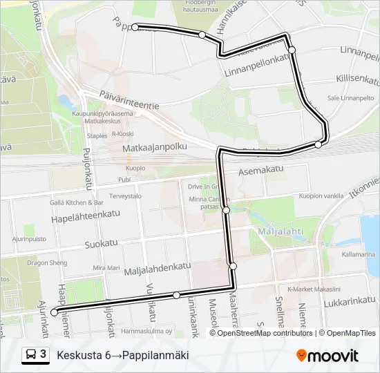 3 Bus Line Map