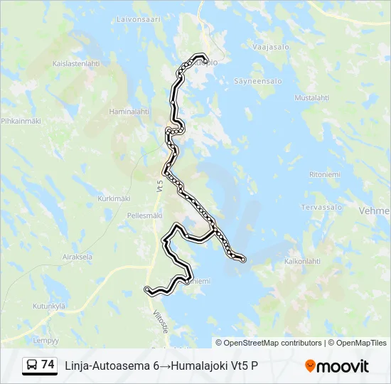 74 Bus Line Map