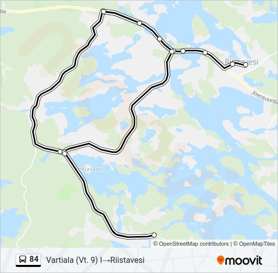 84 bussi -linjakartta