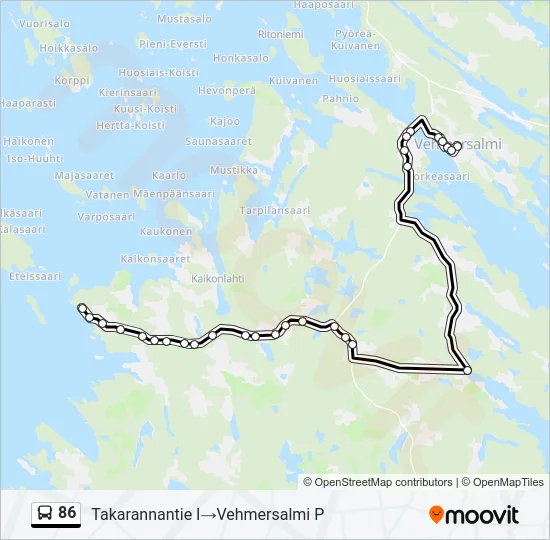 86 Bus Line Map