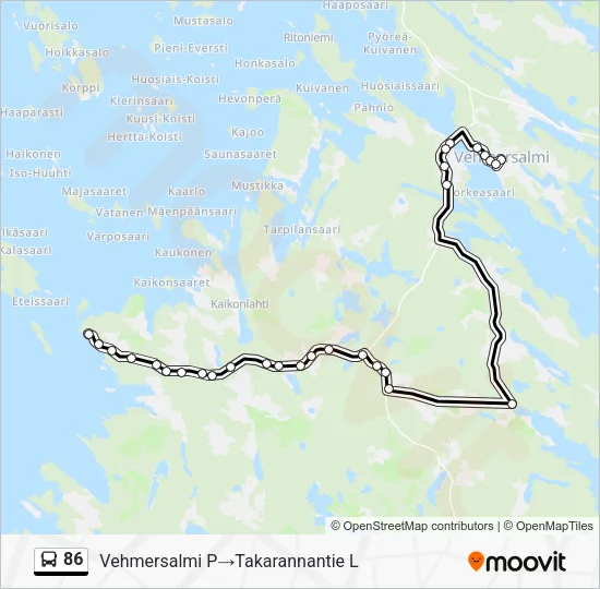 86 Bus Line Map