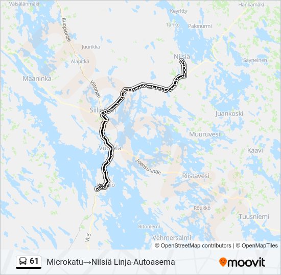 61 bussi -linjakartta