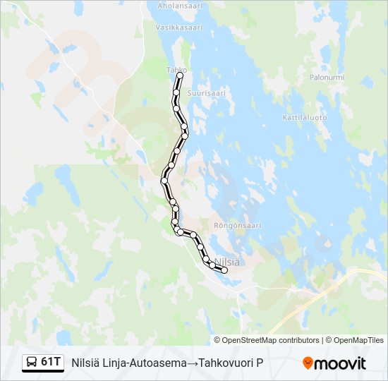 61T bussi -linjakartta