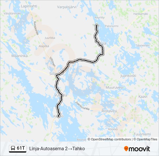 61T bussi -linjakartta