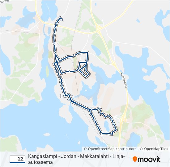 22 bussi -linjakartta