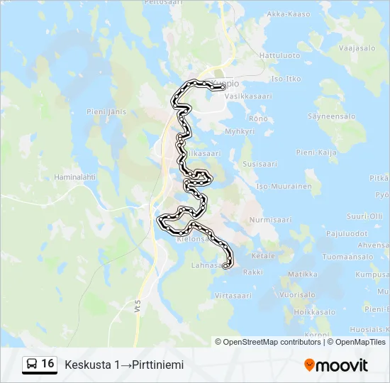 16 Bus Line Map