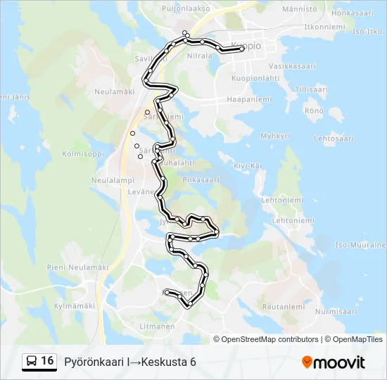 16 Bus Line Map