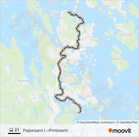 21 Bus Line Map