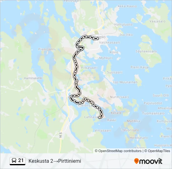 21 Bus Line Map