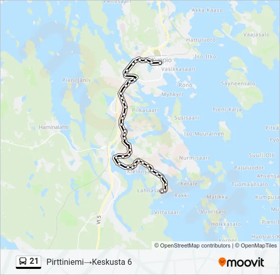 21 Bus Line Map