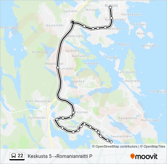 22 Bus Line Map