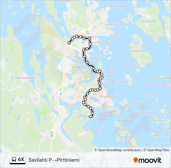 6X Bus Line Map