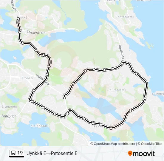 19 bussi -linjakartta